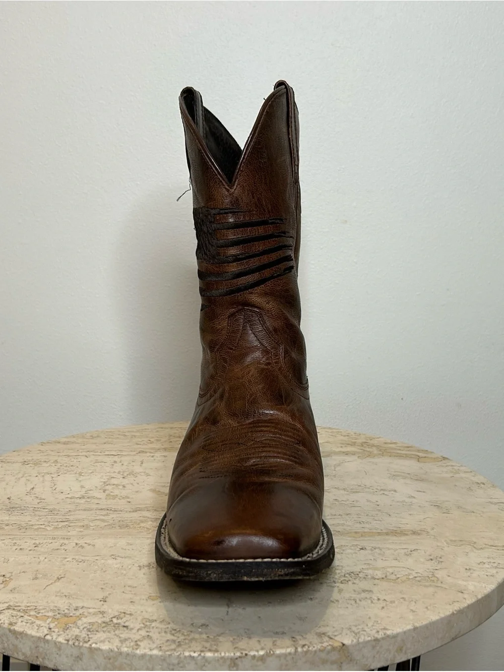 Ariat Men's Brown Leather Cowboy Boots with Stitch Accents Size 11.5D